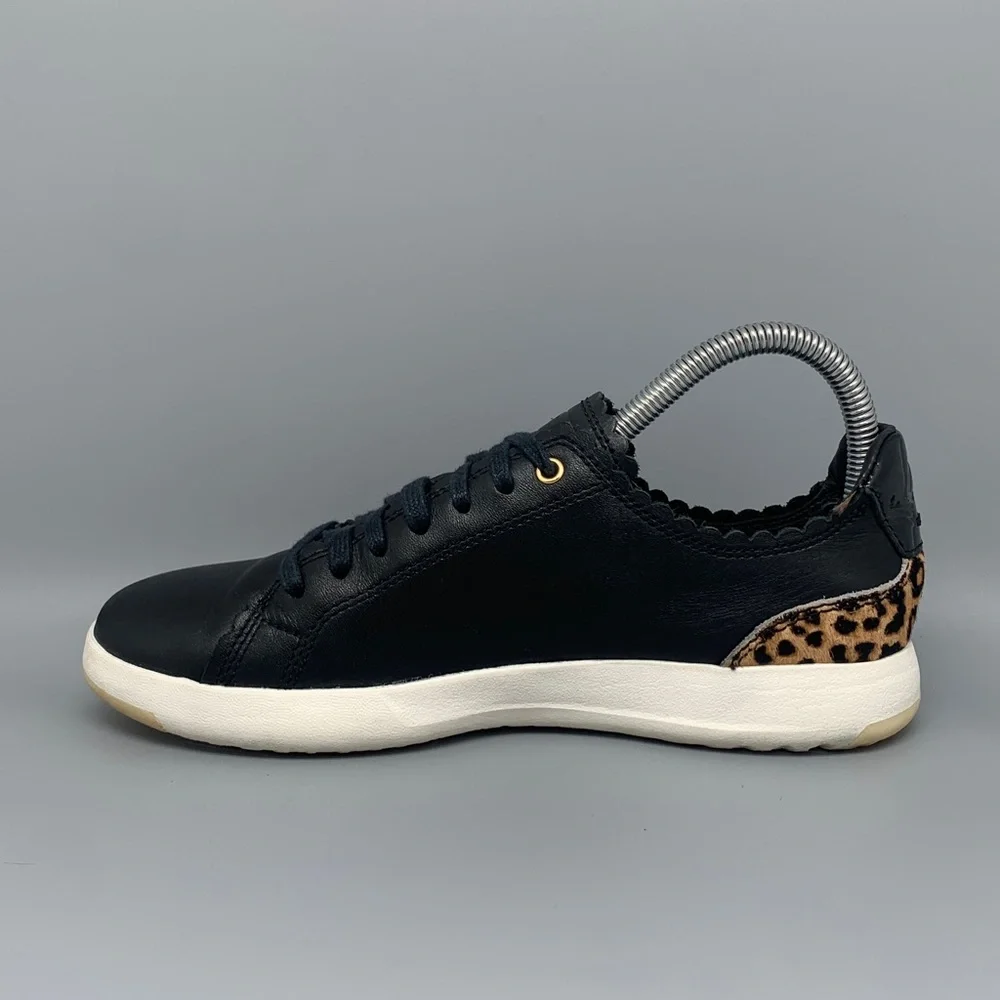 Cole Haan Grand.OS Leopard Heel Black Leather Shoes W20673 Women’s Sz‎ 6.5B